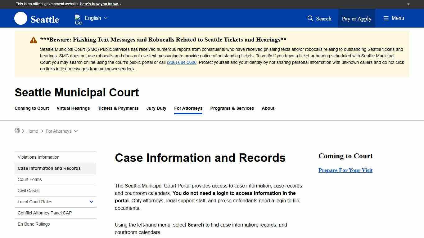 Case Information and Records - Courts | seattle.gov