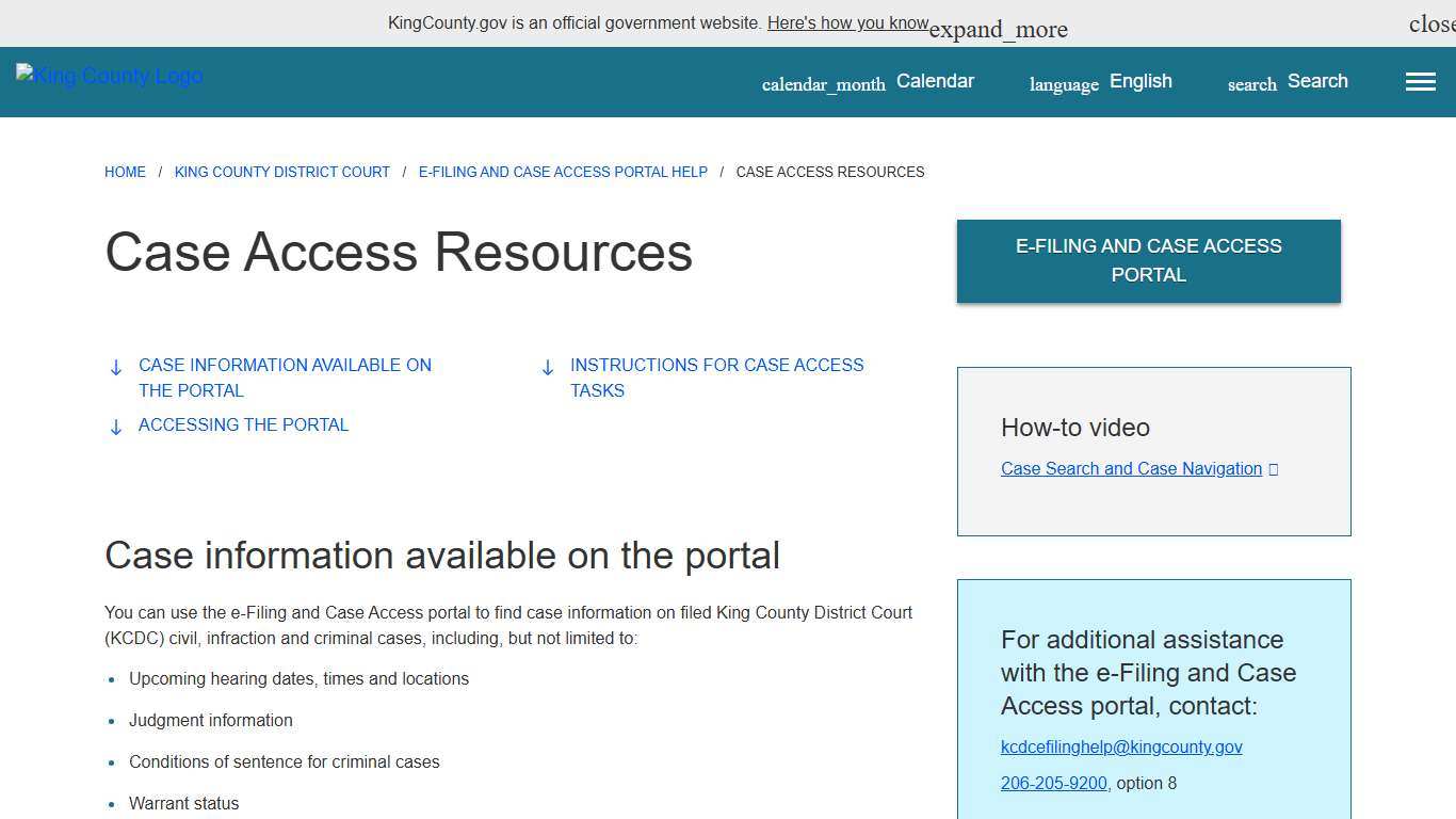 Case Access Resources - King County, Washington